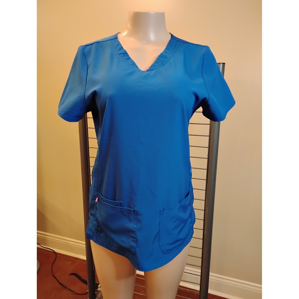 Heartsoul Break on Through Blue V-Neck Scrub Top Small RN 93643